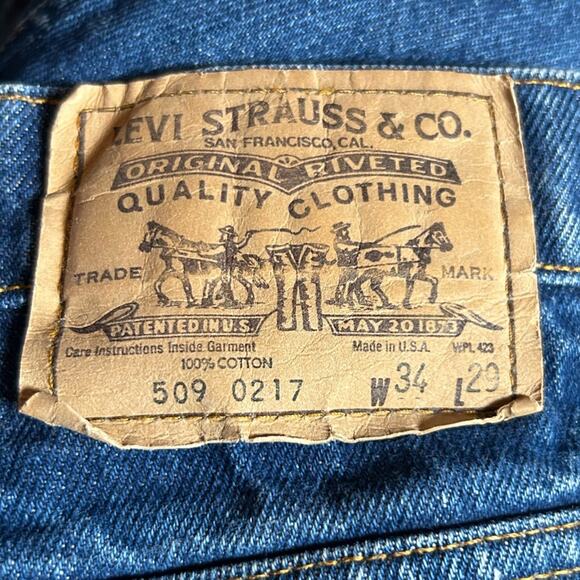 Vintage Levi’s 509 2017 Orange Tab Straight Leg Denim Blue Jeans Size 34X29 - Picture 3 of 9